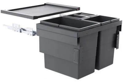Obrázok produktu pre Hailo Vstavaný odpadkový kôš do kuchynskej skrinky, 60 cm, výsuvný, so samozatváraním