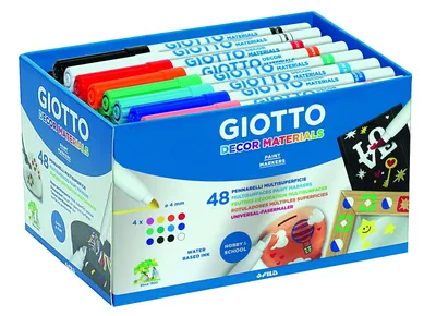 Produktbild von Giotto 524600, Medium, 12 Farben, Anthrazit, Schwarz, Blau, Grün, Hellblau, Hellgrün, Lila, Orange, Violett, Rot, Weiß, Gelb, Pinselspitze, Mehrfarbig, Rund