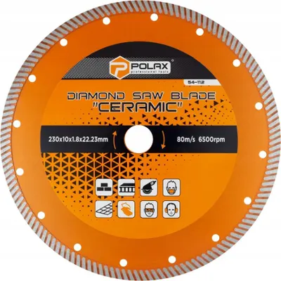 Zdjęcie produktu dla Tarcza diamentowa do cięcia płytek Ceramic 230x10x1.8x22.23mm Polax