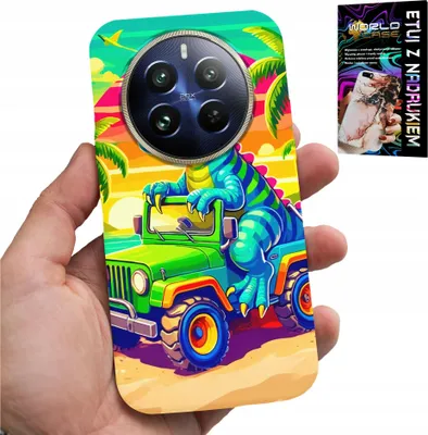 Obrázok produktu pre Puzdro Realme 12 Pro+ – Dinosaurus v nákladnom aute, motívy pre deti