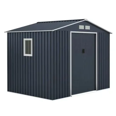 Image de 5,29 m² Abri de jardin métallique - Kit d'ancrage inclus - Gris anthracite
