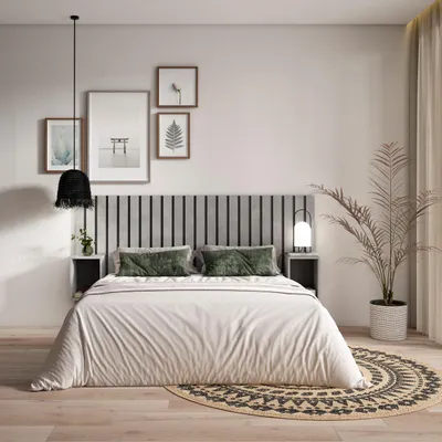 Image de COZY Tête de lit, 196x107x3cm, Lit de 120,135,140cm, Panneaux Muraux, Ciment