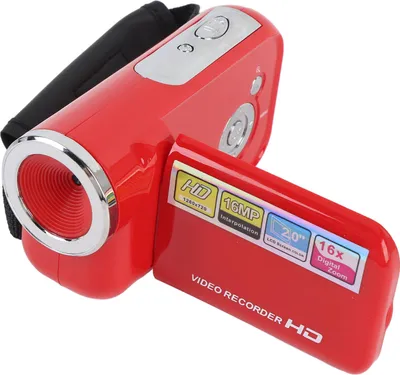 Zdjęcie produktu dla Cyfrowa kamera wideo, 2-calowy kolorowy ekran, 1080P, 16 MP, 16-krotny zoom, antywstrząsowa kamera DV do podróży, kampusu, nagrywania wzrostu, czerwona