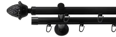 Produktbild von SN Deco Gardinenstange Innenlauf Rennes, 19 mm, 2-läufig, Stahl, Komplett-Set mit Ringen, Profilträger, 180 cm, schwarz