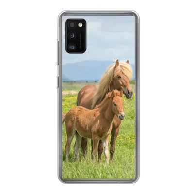 Produktbild von MuchoWow® Handyhülle Schutzhülle Hülle für Samsung Galaxy A41 Pferde - Fohlen - Gebirge Silikon Softcase Handy Hülle - Mobiltelefon