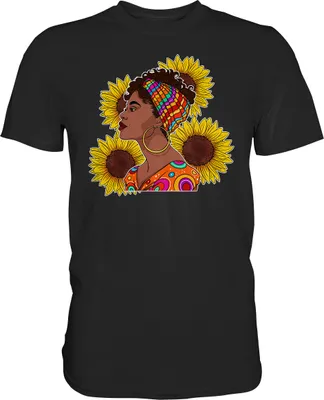 Produktbild von Stolze Schwarze Frau Sonnenblumen T-Shirt Gärtner Geschenk – Black / 3XL