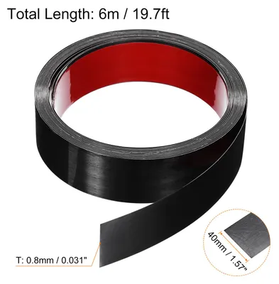 Produktbild von 6m x 40mm Zierleisten Selbstklebend, Wandleisten zum Aufkleben und Anbringen von Rahmen, Edelstahlleiste mit gebš¹rstetem Finish fš¹r Wand, Decke, Schrank, Fliesenkante, Schwarz