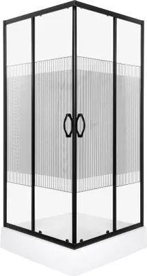 Obrázek produktu pro Kerra | Sprchový kout Xenia Sq - 90X90X200 cm - černý - moderní design - bezpečnostní sklo - šetří místo