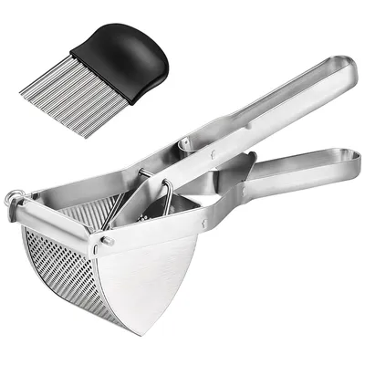 Produktbild von Kartoffelpresse aus rostfreiem Edelstahl, spülmaschinengeeignet - Spätzlepresse - Spaghettieispresse - Kartoffelstampfer mit 1 Schneidklinge