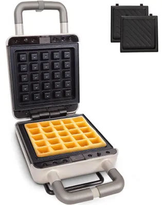 Productafbeelding van Gadgy 2-in-1 wafelijzer en sandwichmaker met verwisselbare platen, zilverkleurig