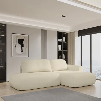 Produktbild von Masseno Ecksofa NUVIRA R-S mit Schlaffunktion L-Form, Sofa mit Bettkasten, Wohnzimmersofa, Couch, Soffa, Bettsofa, Couchgarnitur- Creme, QUELLE 02