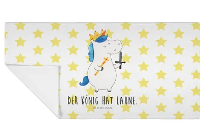 Produktbild von Mr. & Mrs. Panda Handtuch Einhorn König mit Schwert - Weiß - Geschenk, Unicorn, Baumwollhandtuch, Händehandtuch, Mittelalter, kleines, 50x100, Einhörner, Flauschtuch