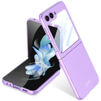 Obrázek produktu pro Pouzdro pro Samsung Galaxy Z Flip 5 Tenké Matné Pevné PC Pouzdro s Ochrannou Fólií na Displej Fialová