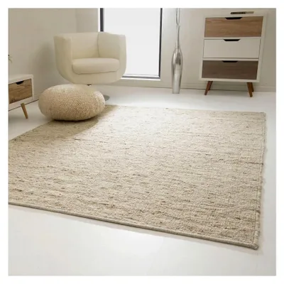 Produktbild von Handgewebter Teppich aus 100% Schurwolle - Natur, Größe: 200x240 cm