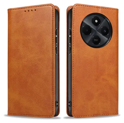 Produktbild von Handyhülle für Xiaomi Redmi 14C Kunstleder Flip Cover Hülle Klapphülle Case Kartenfach Farbe: Hellbraun