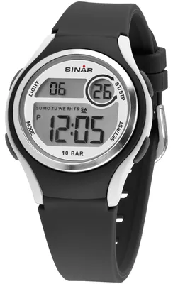 Produktbild von SINAR Jugenduhr Armbanduhr Digital Quarz Uni Silikonband XE-64-1 schwarz grau