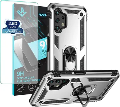 Produktbild von Armor Outdoor Handyhülle für Samsung Galaxy A13 Handy Panzer Case Schutzhülle mit 9H Displayglas Displayschutz Farbe: Silber