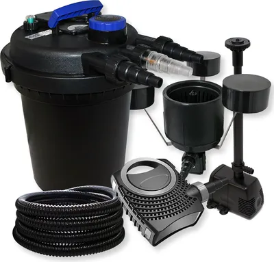 Image de SunSun Kit complet: CPF-180 Filtre de bassin à pression jusqu’à 6000 L 11 Watt lampe uv, CTF-8000 pompe 8000l/h 70W, 25m Tuyau 25 mm, CSP-250 Écumeur 2500l/h 45W, HJ-943 fontaine 800l/h 16W
