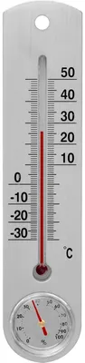 Produktbild von Universelles Silberthermometer mit Hygrometer (-30 °C bis +50 °C) 25 cm