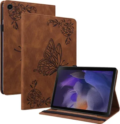 Produktbild von Samsung Galaxy Tab A11 Plus Hülle - Coverup Schmetterling & Blumen Klapphülle - Braun