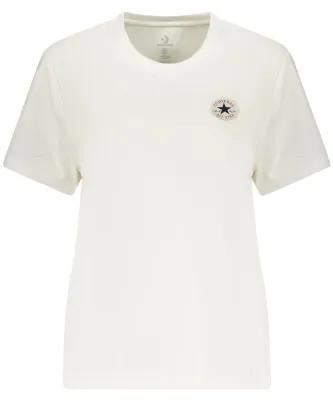 Produktbild von Damen Kurzarm T-Shirt Weiß mit Logo-Applikation und Rundhalsausschnitt