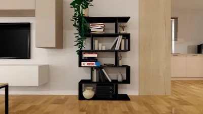 Produktbild von Stehendes Bücherregal 90 x 162 x 25 cm, schwarz, Regalböden für Wohnzimmer und Büro