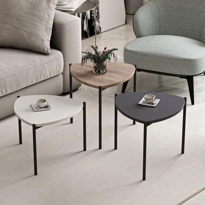 Image de Chariot - Table Basse, 45x45x45h cm Noir, set de 3 Pièces