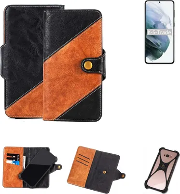 Produktbild von K-S-Trade Handyhülle Schutzhülle Bookstyle Case Wallet-Case kompatibel mit Samsung Galaxy S21+ 5G Exynos Handy Cover Bumper Klapphülle schwarz
