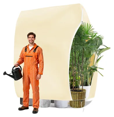 Produktbild von Winterschutz für Pflanzen, 240 x 200 cm Frostschutzbeutel für Topfpflanzen mit Reißverschluss und Kordelzug, Winterschutz für Topfpflanzen