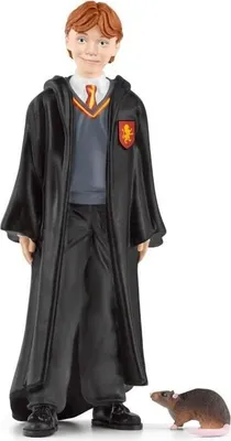 Image de Figurine Ron et Croûtard Harry Potter, 4 x 2 x 10 cm, Schleich 42634 WIZARDING WORLD, Jouet pour Enfants 6+
