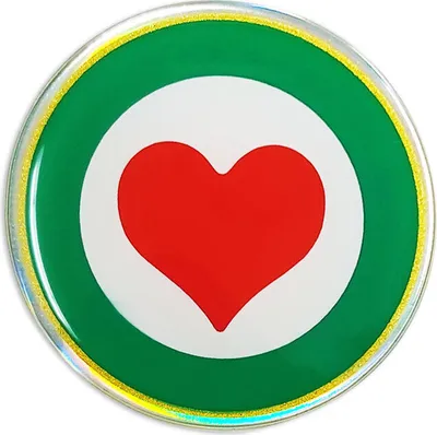 Produktbild von Sticker 3D Kokarde Flagge Italien mit Herz HQ, Durchmesser 48 mm