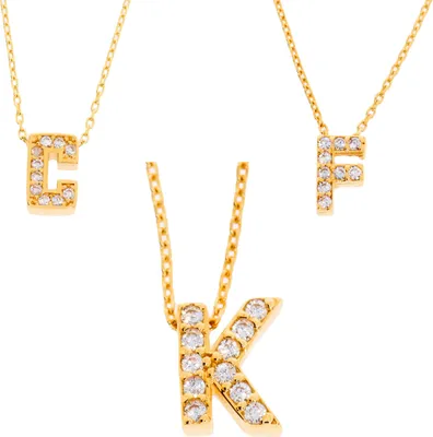 Produktbild von Damen Buchstabenkette Gold 585 Namenskette A - Z Anhänger Gelbgold Halskette Zirkonia Buchstabe : H