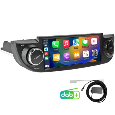 Zdjęcie produktu dla Radio samochodowe Hexinex, Android, 6,86 cala, Carplay, 2+64GB, DAB+, nawigacja GPS, Wi-Fi, sterowanie przyciski na kierownicy (SWC), Bluetooth, FM, RDS, USB, przeznaczone do samochodów Fiat 500 (2007-2015)