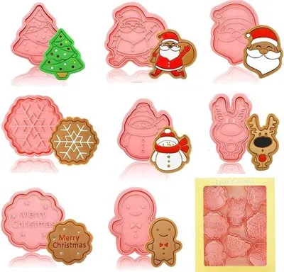 Image de Lot de 8 emporte-pièces en plastique pour biscuits de Noël