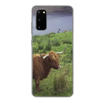 Produktbild von MuchoWow® Handyhülle Schutzhülle Hülle für Samsung Galaxy S20 Schottische Highlander - Gras - Wasser - Tiere Silikon Softcase Handy Hülle - Bild