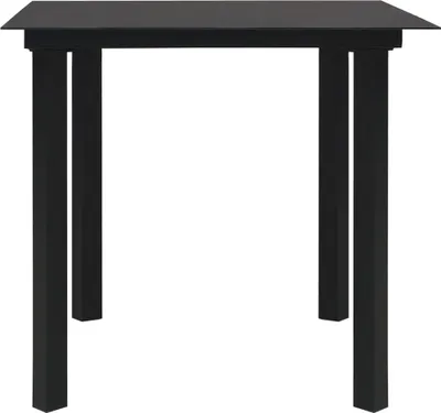 Image de vidaXL Table de jardin noire 80x80x74 cm acier et verre