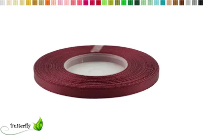 Produktbild von Satinband 6mm x 32m Rolle, Farbe:060 dunkel bordeaux