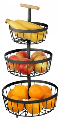 Produktbild von Brunbeste 3-stufiger Metall-Obstkorb Schwarz Organizer Loft