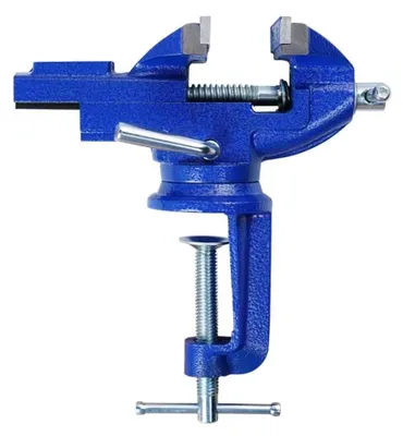 Productafbeelding van Bankklem - Werkplaatsklem - 7 cm bekbreedte - Zwenkbare basis - Gietstaal - Aambeeld - Antislipvoeten - 1,54 kg