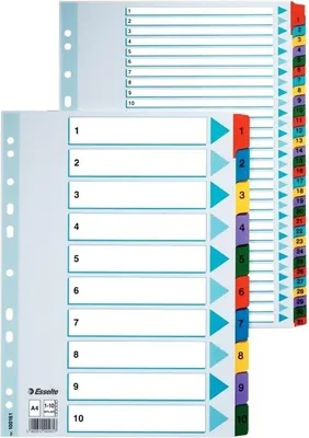 Produktbild von Rejstřík kartonový A4 Esselte Mylar, A-Z, 20 listů, mix barev