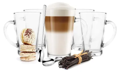 Immagine prodotto di Set di 6 bicchieri per Latte Macchiato con cucchiaini - capacità: 300 ml