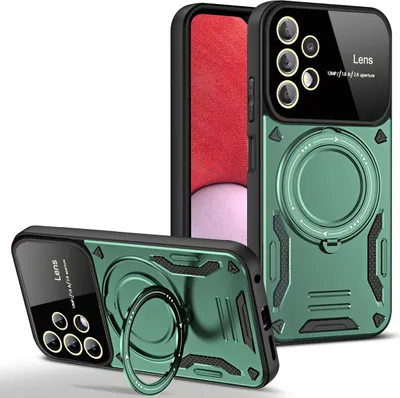 Produktbild von Rüstung Handyhülle für Samsung Galaxy A13 4G Dual-Layer Ringhalter Ständer Hülle Grün