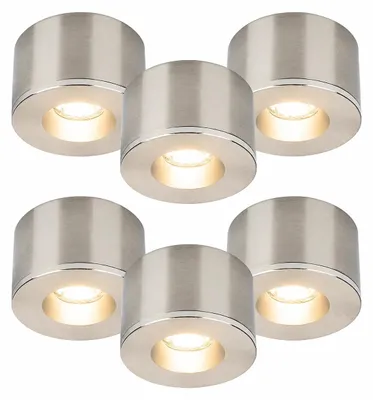 Produktbild von 6er Set LED Spots Einbau & Aufbau dimmbar Alu IP44 55mm – Malmbergs MD-31