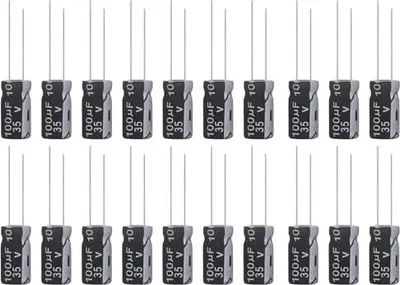Produktbild von 20 Stück Kondensator, Schwarz 100uF 35V Aluminium Elektrolytkondensator für LED 230V Electrolytic Capacitors