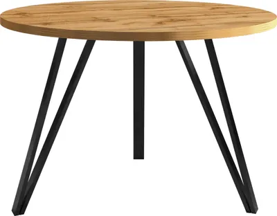 Obrázek produktu pro Dubový kulatý stůl BETTSO LINEA s elegantními černými nohami