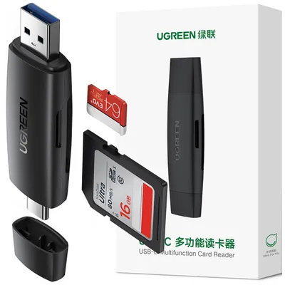 Obrázok produktu pre Ugreen adapter czytnik kart SD / micro SD (USB-A / USB-C) czarny (CM304)