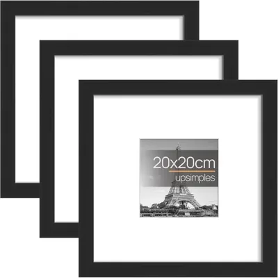 Image de Lot de 3 cadres photo noirs, dimensions 20x20 cm