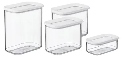Produktbild von Mepal Modula Vorratsdosen Set 4-teilig | 1x 425 ml, 2x 1000 ml, 1x 1500 ml | luftdicht & stapelbar | Aufbewahrungsboxen für Lebensmittel | spülmaschinengeeignet | Nordic White