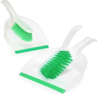 Produktbild von COM-FOUR® 2x Kehrgarnitur - grünes Kehr-Set aus Handfeger und Kehrschaufel - farbenfrohes Haushaltsreinigungsset aus Handbesen und Kehrblech