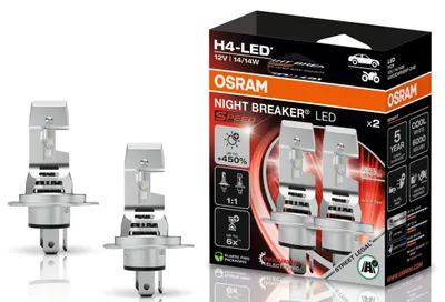 Productafbeelding van Osram LED retrofitlamp H4 6000K +450% / 2x Origineel Speed 450 goedkeuring ABG